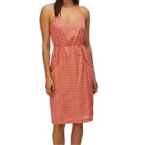 Patagonia Orange White Geometric Sundress V-Neck Strappy Sleeveless M L12